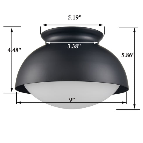 Black Glass Ceiling Light Flush Mount Fixture